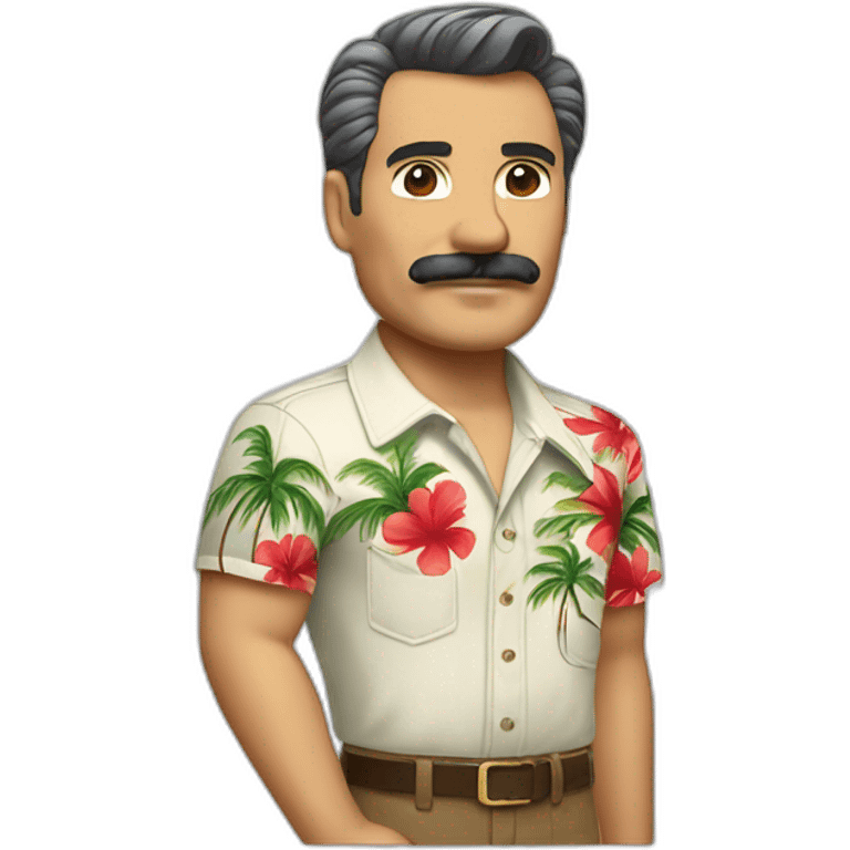 Magnum pi with hawaii shirt waving emoji