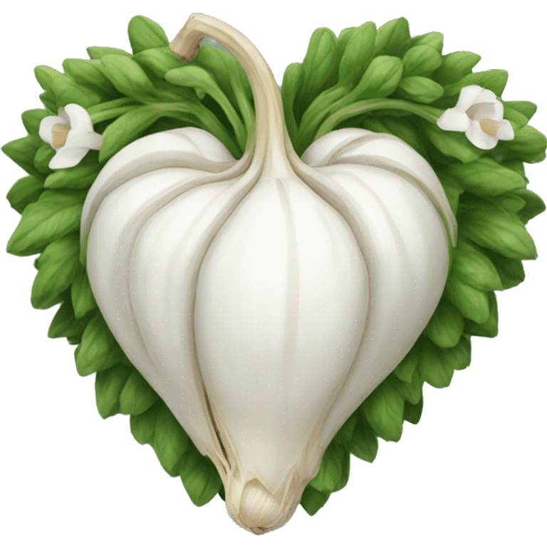 white heart adorned with garlic garland emoji