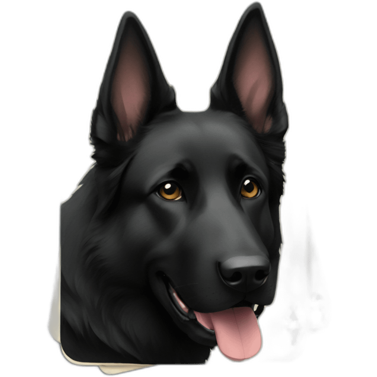 Black german shepherd playing cards emoji