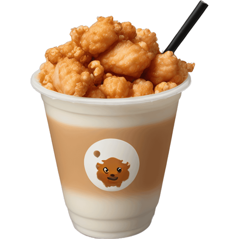 Buffalo popcorn chicken and boba milk tea  emoji