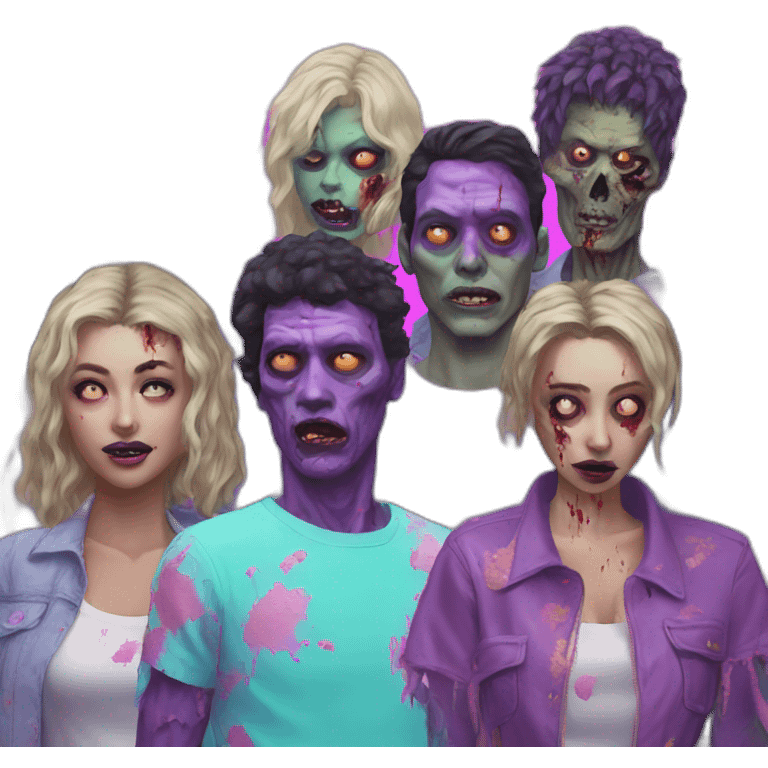 Vaporwave group of people and zombies  emoji