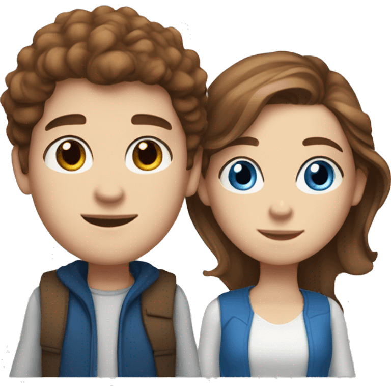 brown hair white boy and browns hair girl with blue eyes and freckles emoji