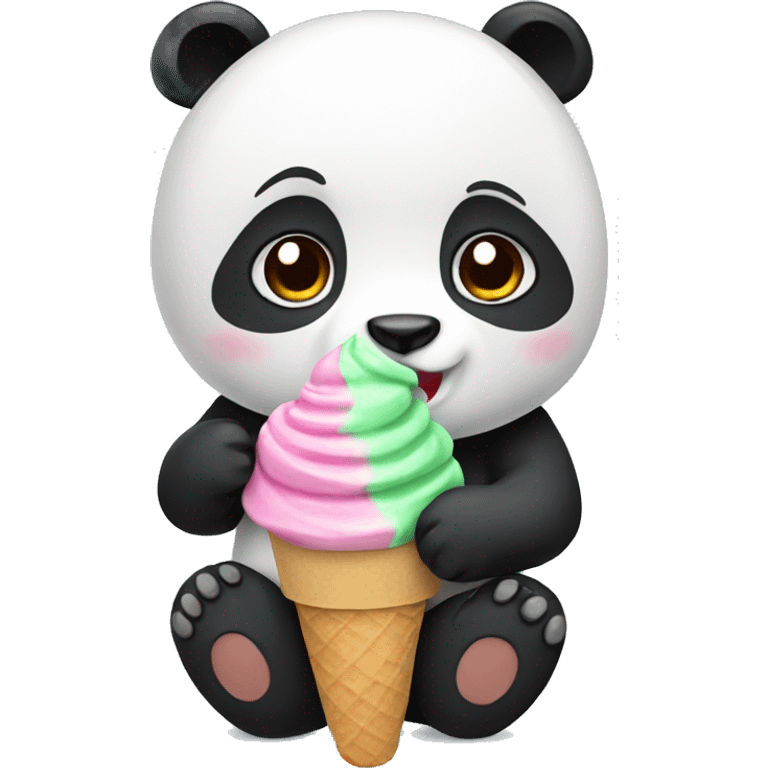 Panda eating ice cream emoji