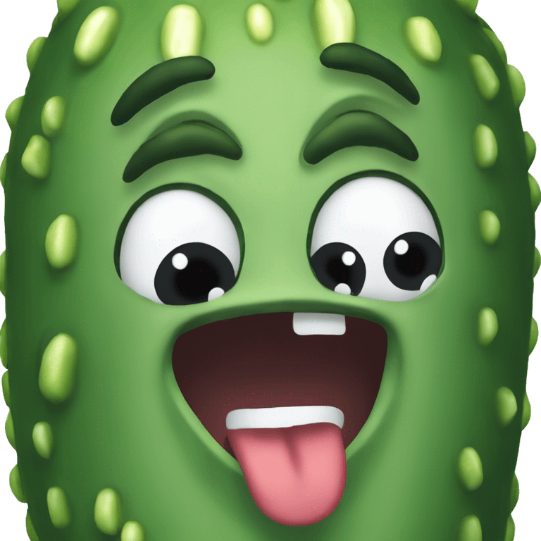 A scared shocked pickle emoji