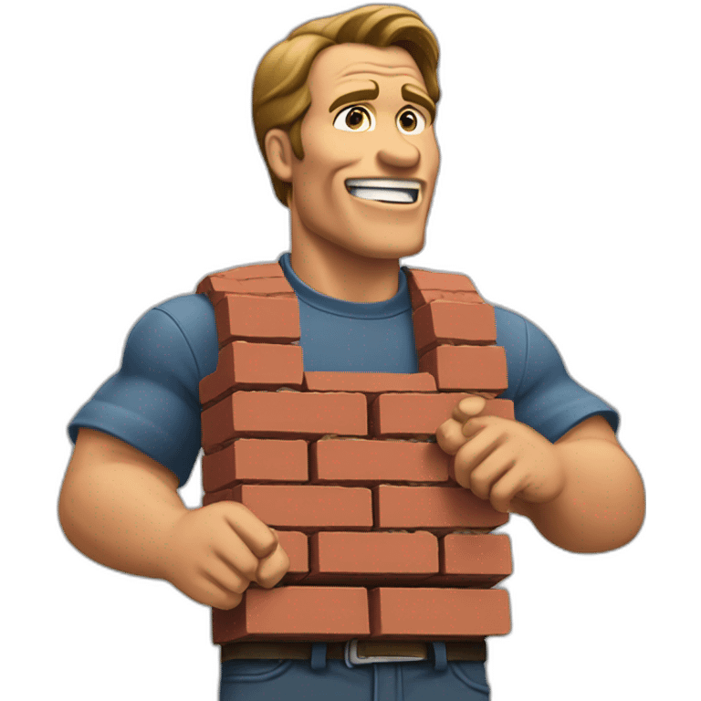 Arnold Schwarnagger eating bricks emoji