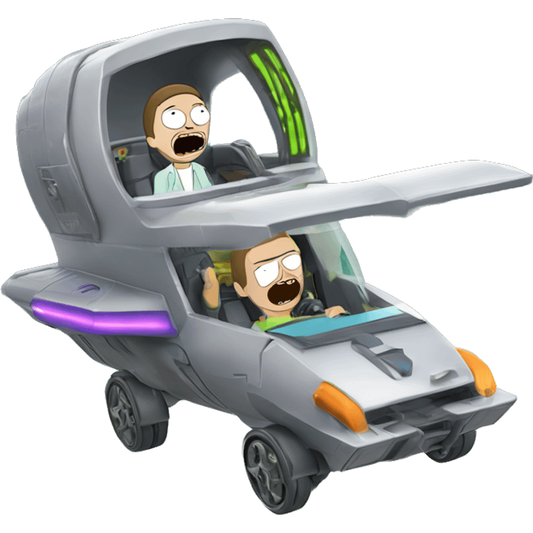 Hot wheel Rick and Morty flying in spaceship to citadel  emoji