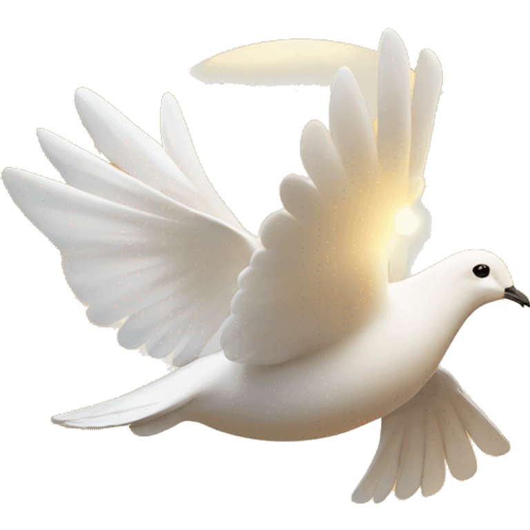 Flying white dove in golden light  emoji