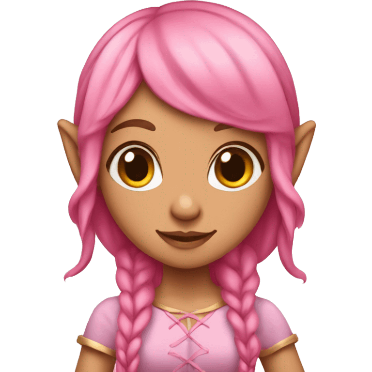 tan skinned elf girl with pink hair emoji