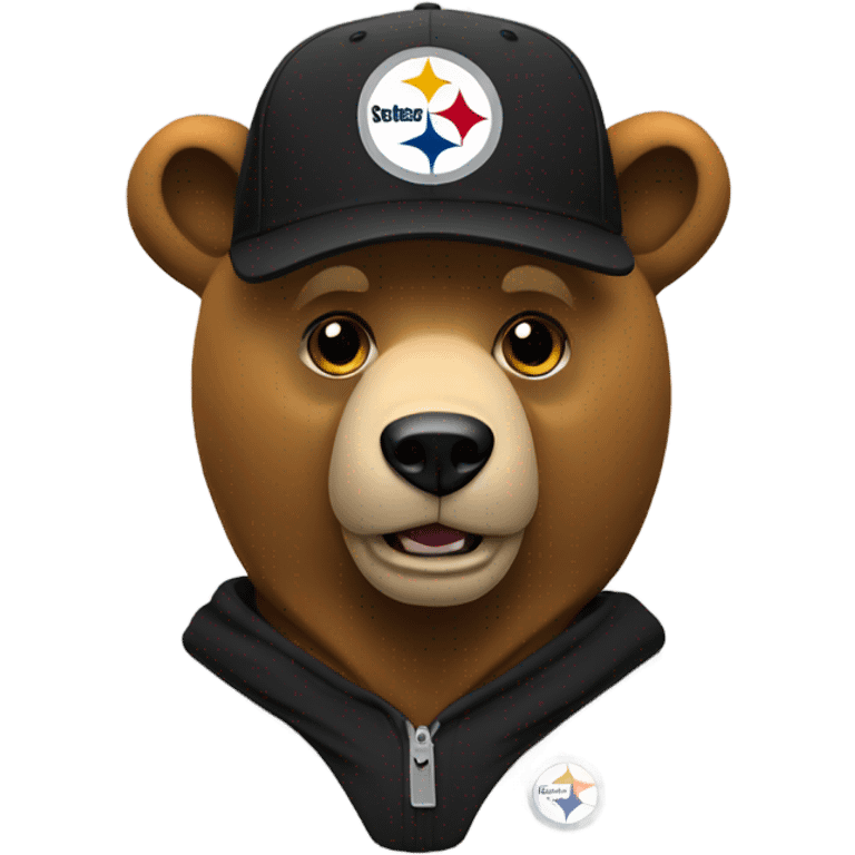 A bear wearing a Pittsburgh Steelers hat emoji