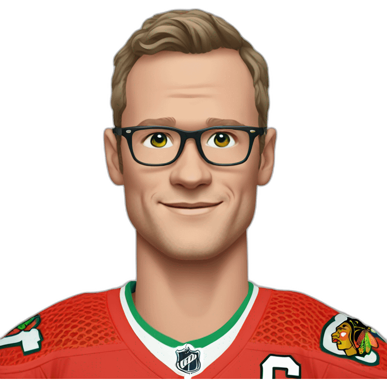 Jonathan Toews wearing glasses and rainbow clothes emoji