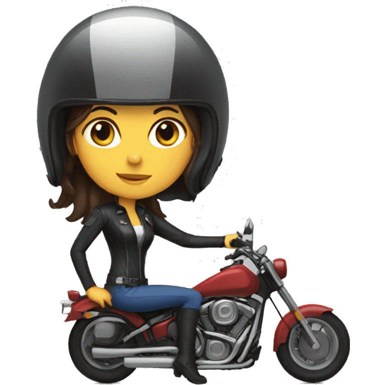 brunette girl with a motorcycle helmet emoji