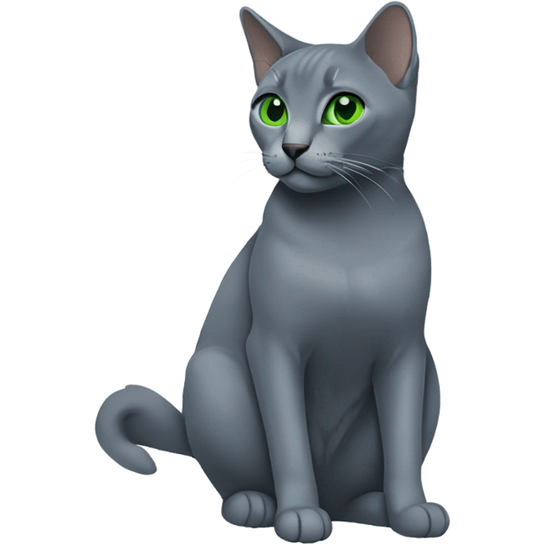 Russian blue with green eyes side profile full body seeing left side emoji