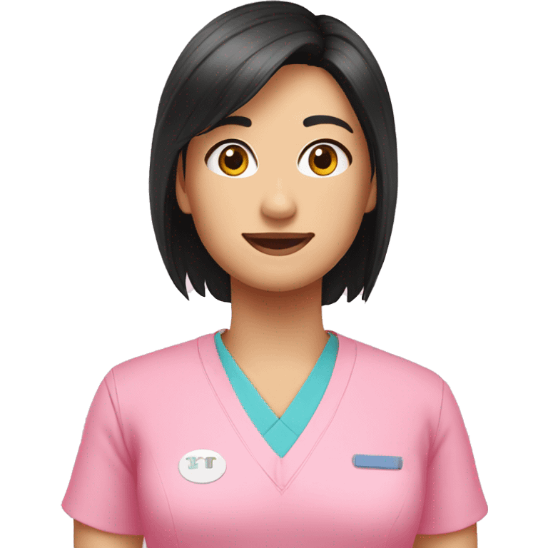 Pink uniform physiotherapist black hair emoji