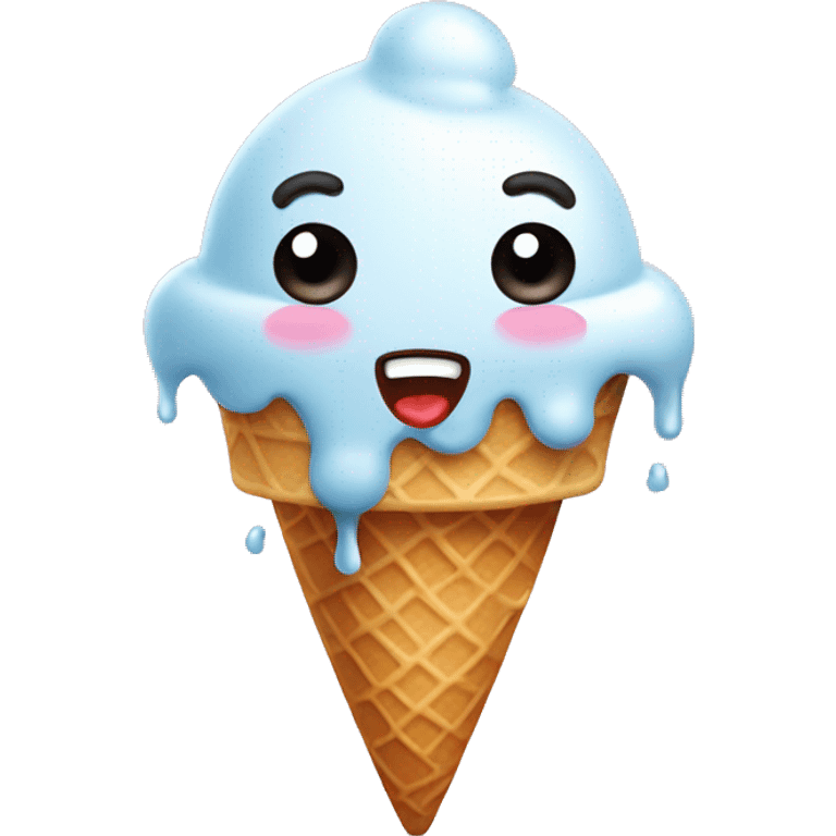 cute ice cream shocked melting emoji