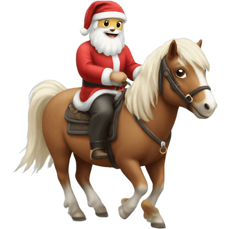 Santa riding a Shetland pony emoji