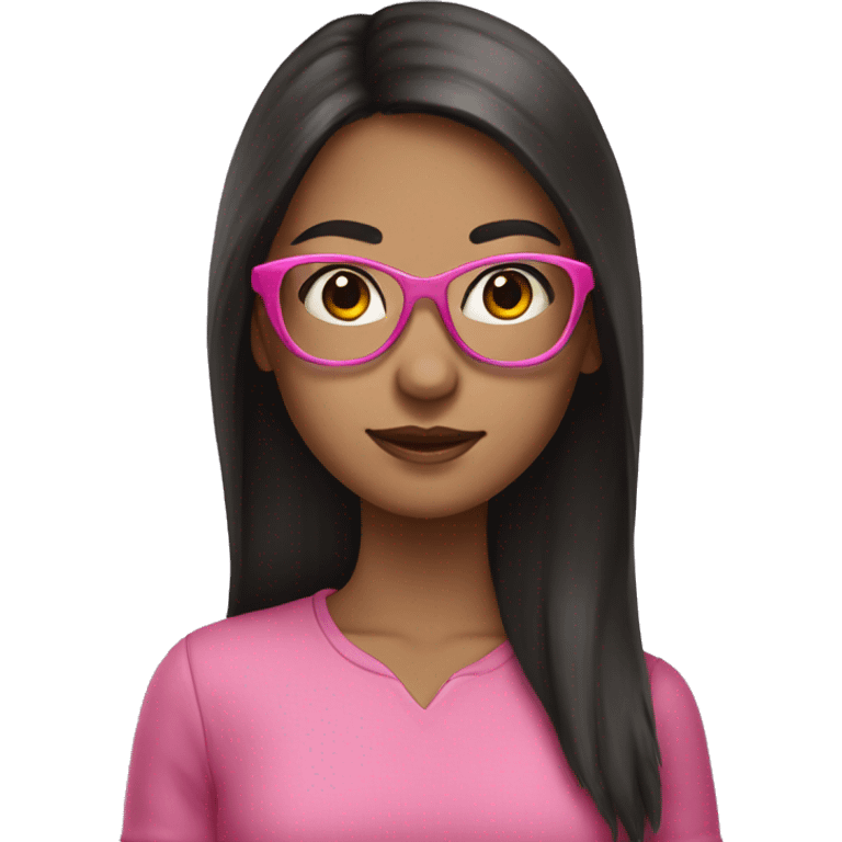 girl with long dark hair in pink glasses  emoji