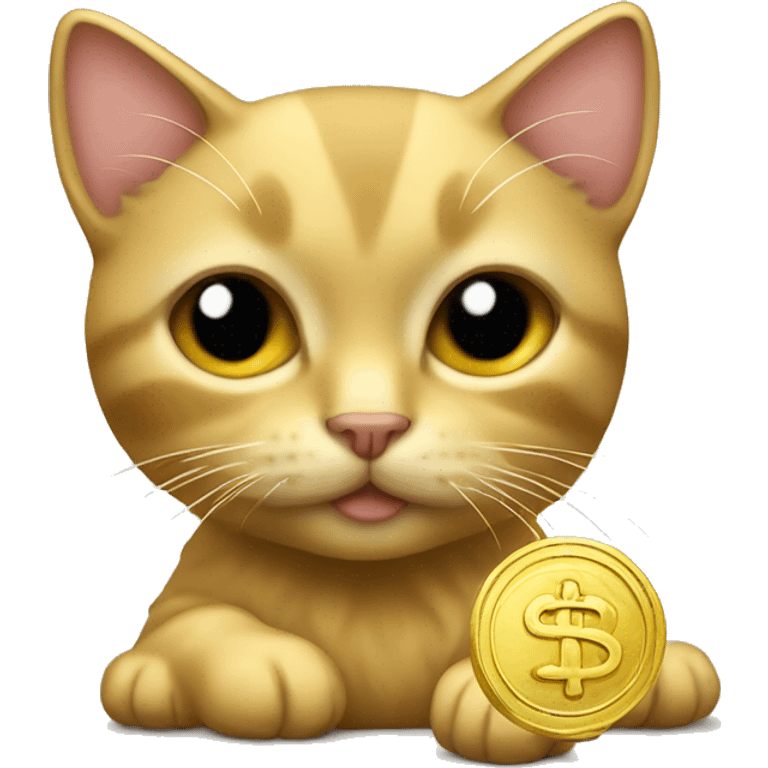 golden money symbol with a small kitten emoji