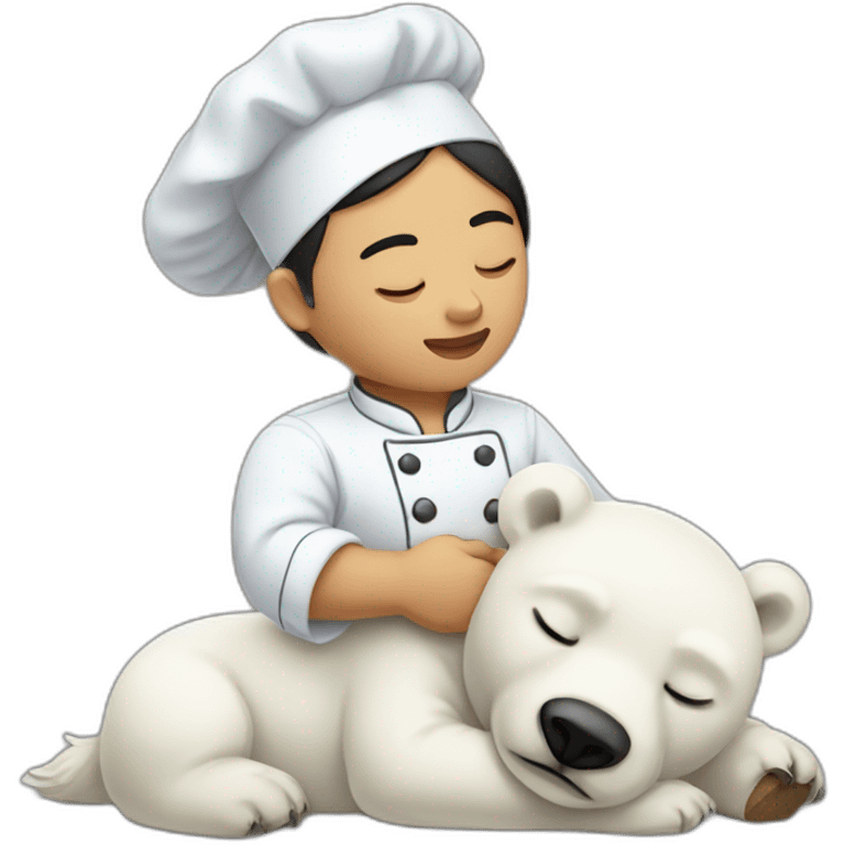 Man Chef filipina black with baby polar bear sleeping to back him emoji