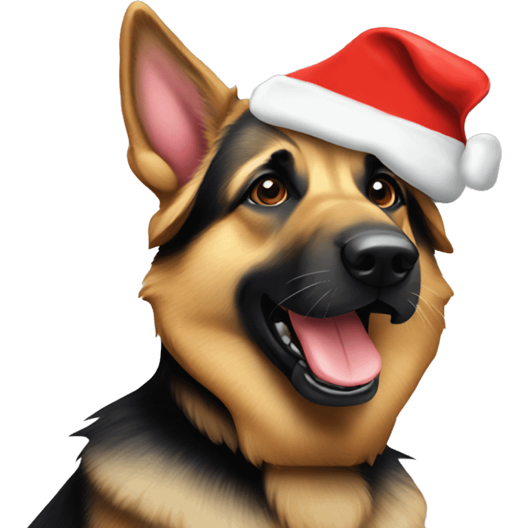 German shepard with santa hat emoji