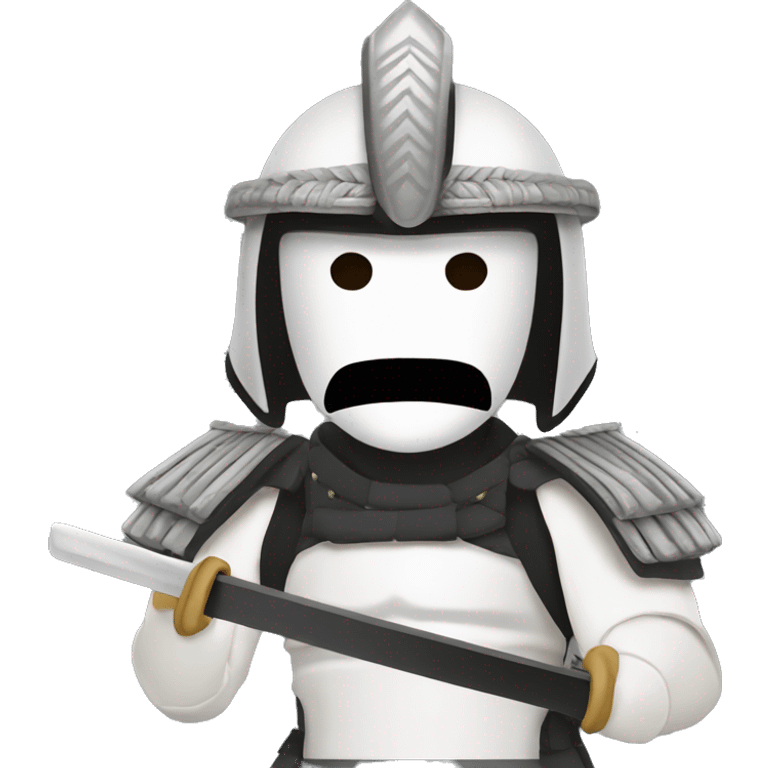 small white samurai with a sword on his mask and mask emoji