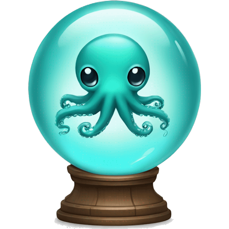 crystal ball with turquoise cute little octopus emoji