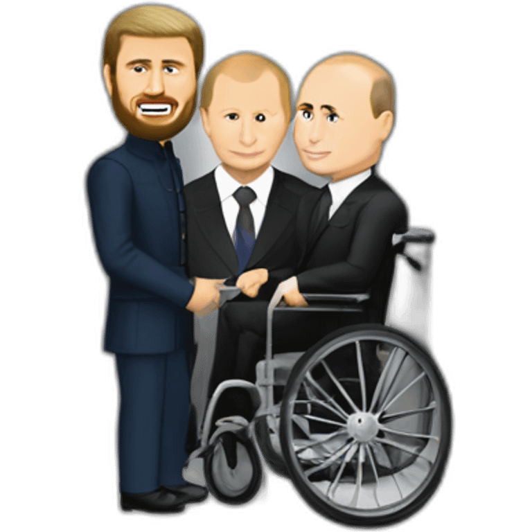 Gay Ramzan Kadyrov and angry vladimir putin in elevator wheelchair emoji