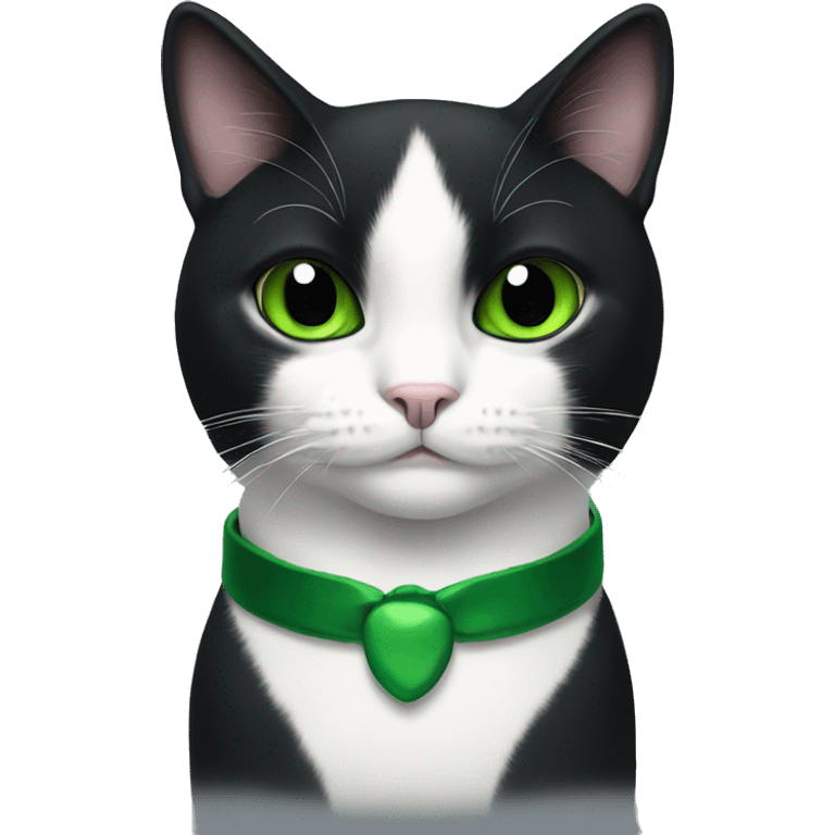 tuxedo cat with black face and green eyes emoji