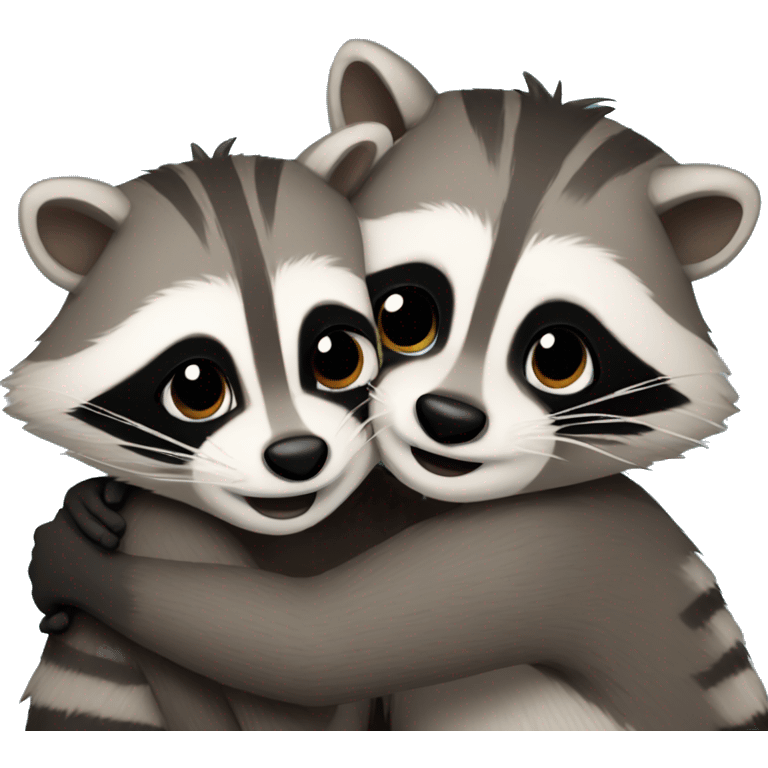 Raccoons hugging each other  emoji