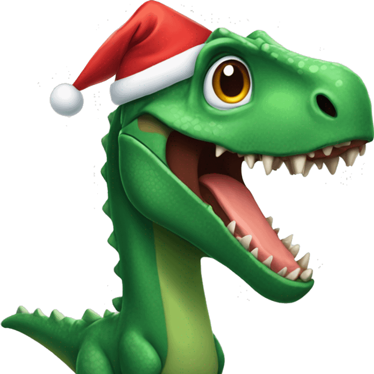 dinosaur with Christmas hat emoji