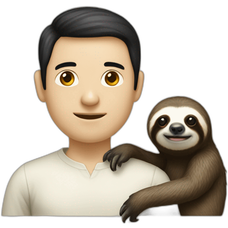 black hair pale man software engineer with a sloth hanging on neck emoji