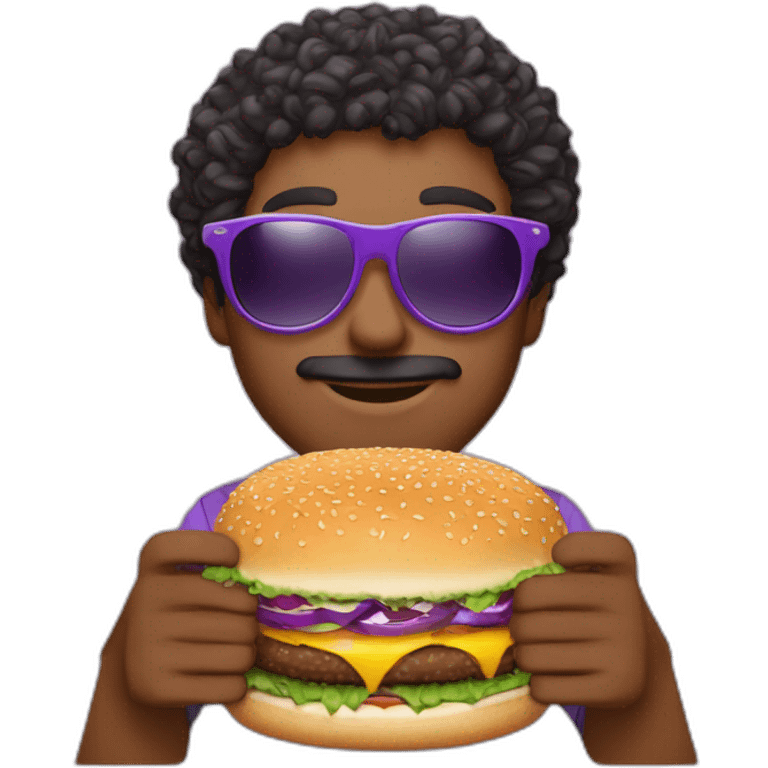 curly-hair-purple-cool-guy-round-star-sunglasses-holding-burger emoji