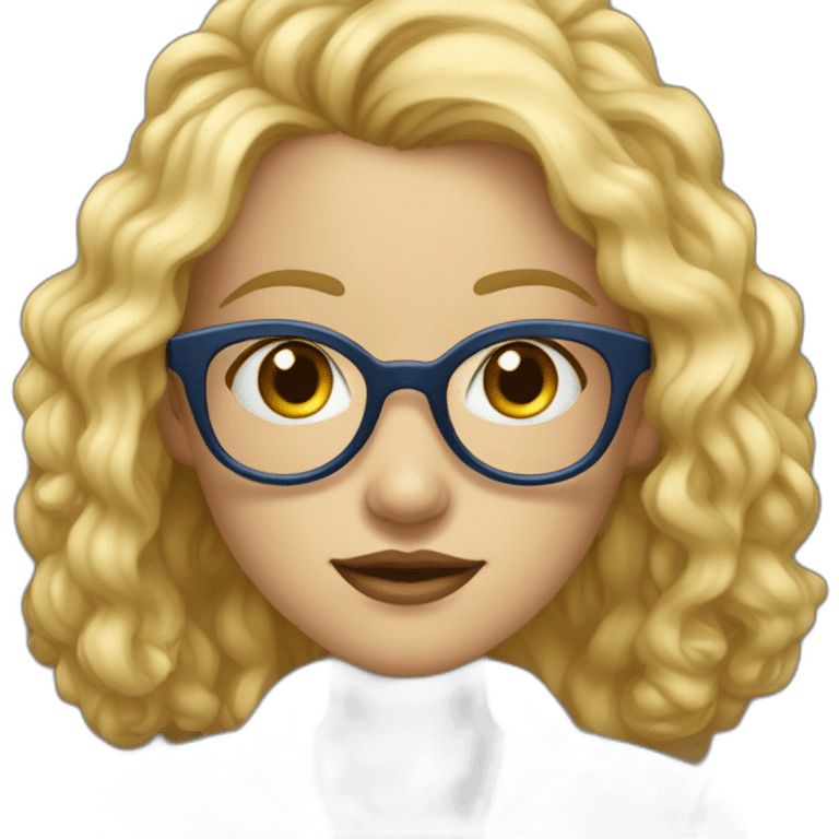 Fille blonde au yeux bleus avec lunette dorée emoji