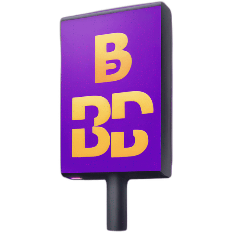 Purple vertical led sign that says B.C.D. emoji