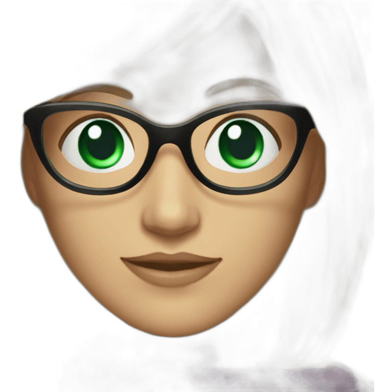 white-woman-with-gray-and-blonde-bob-emerald-eyes-and-glasses-wearing-colorful-shawl emoji