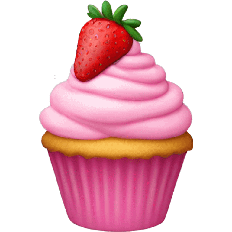 birthday light pink strawberry capcake  emoji