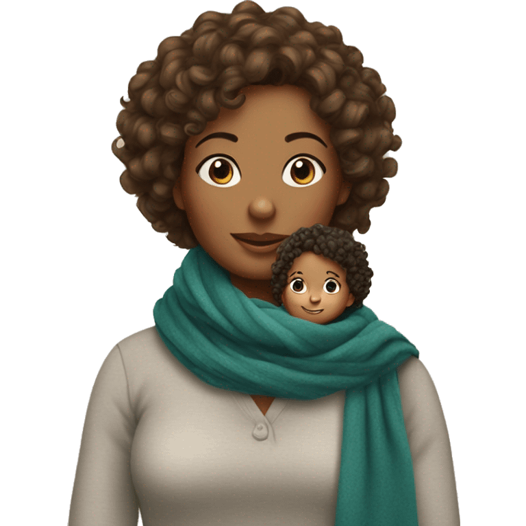 mum in scarf with toddler girl curly hair emoji