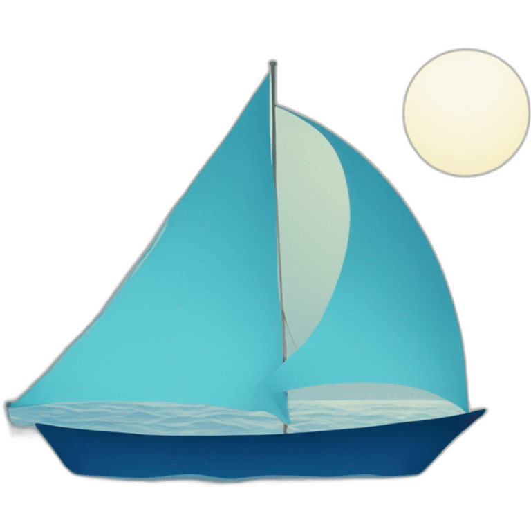 a blue sailing boat silhouette on a sea background  emoji