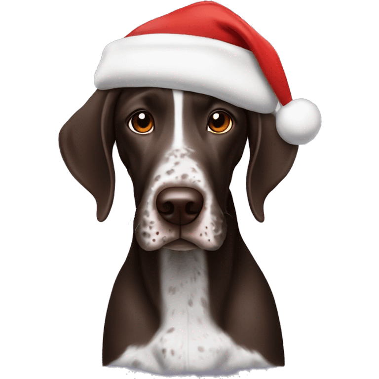 German shorthair with santa hat emoji