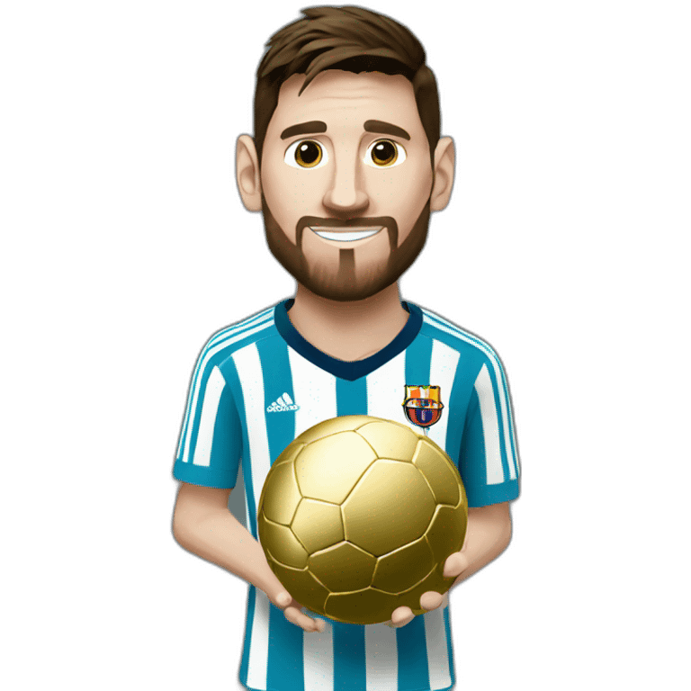 Messi with golden ball emoji