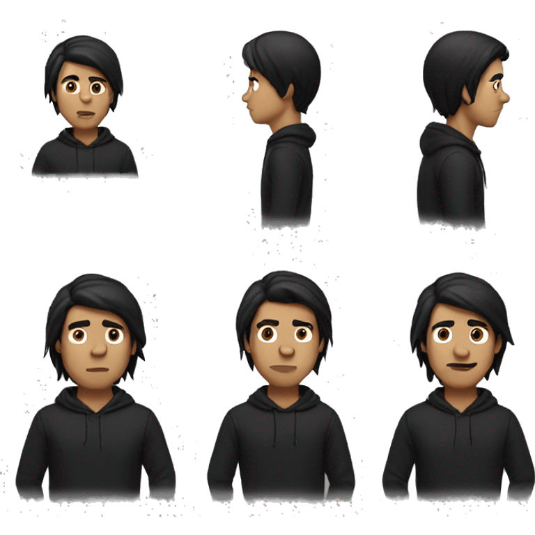 man in black hoodie, black hair emoji