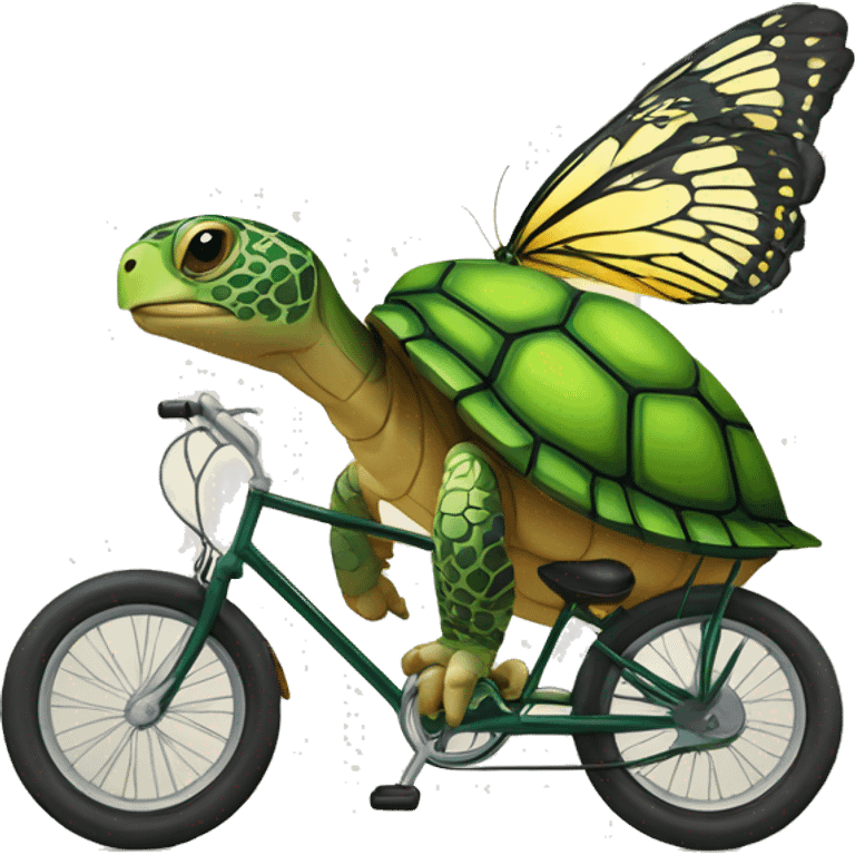 Une tortue sur un vélo avec des ailes de papillon  emoji