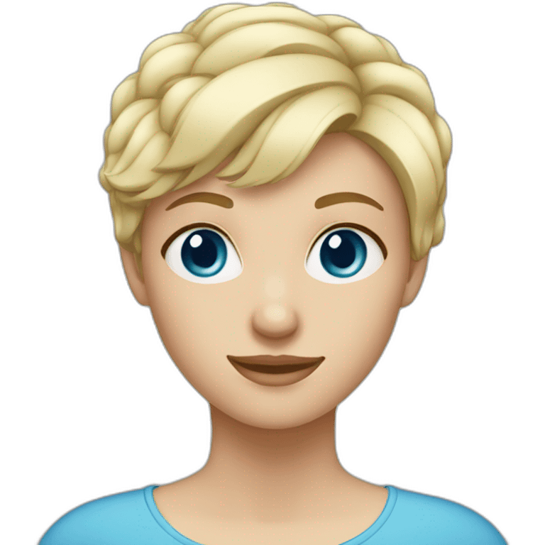 blonde girl with blue eyes and short hair emoji