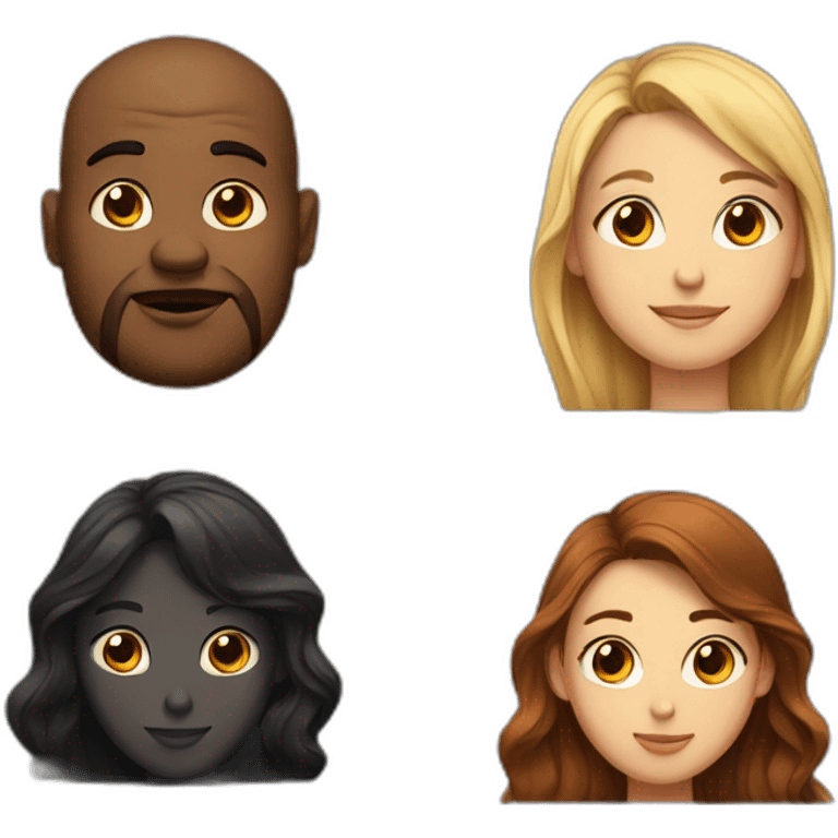 Big fat man with black hear and skinny girl with brown hear emoji