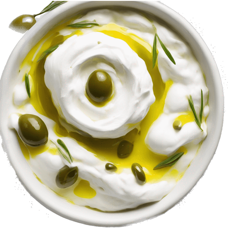 labneh dip with drizzled olive oil on top  emoji