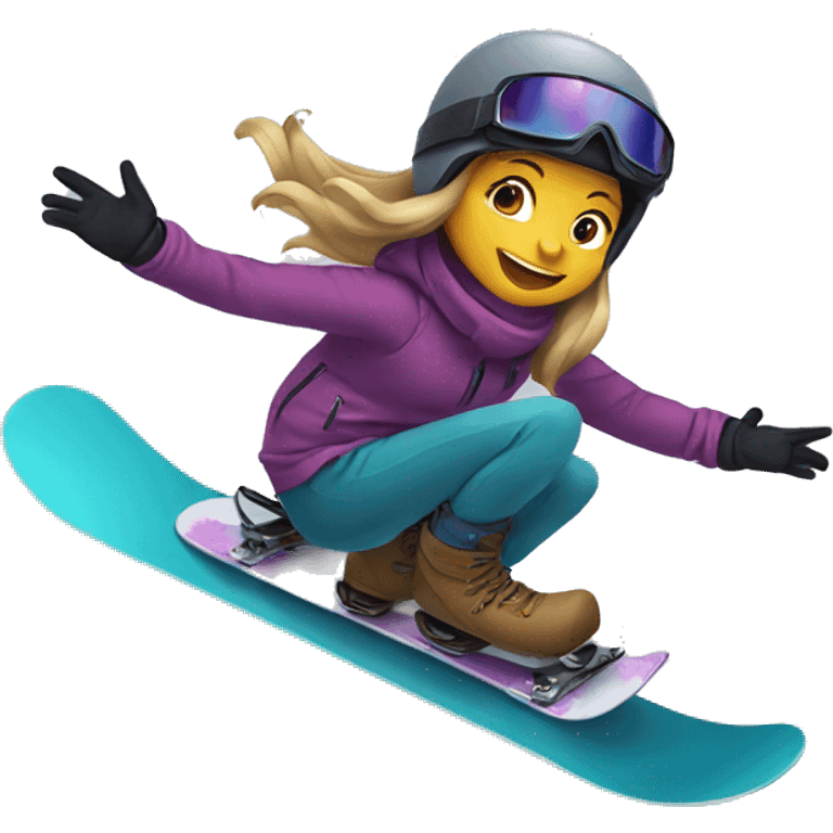 Girl riding on snowboard  emoji