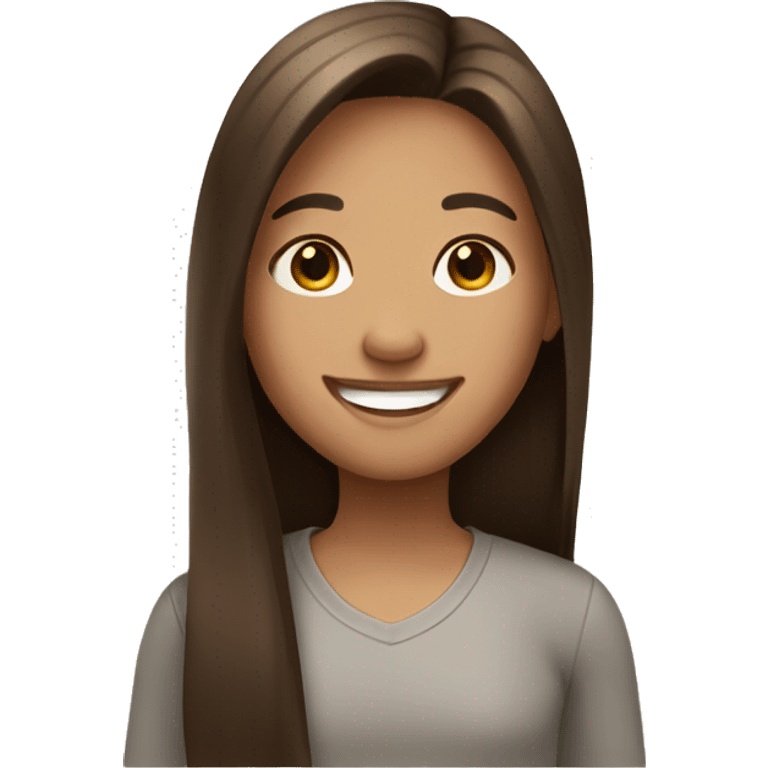 Long straight brown hair girl smiling  emoji