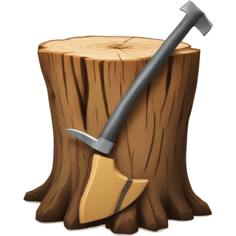 wood stump with axe cutting into it emoji