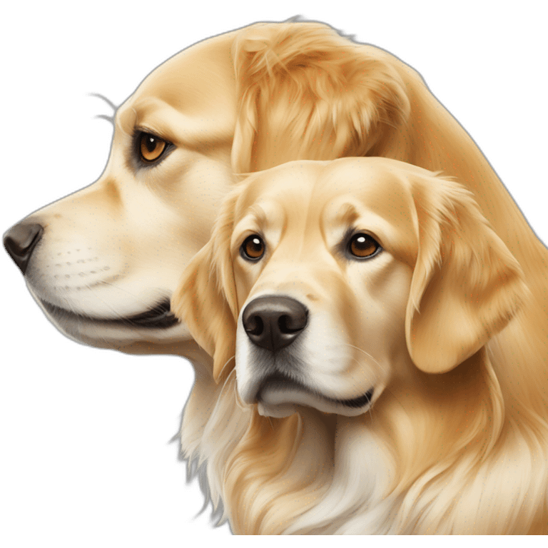 two golden retrievers, one white and one gold emoji