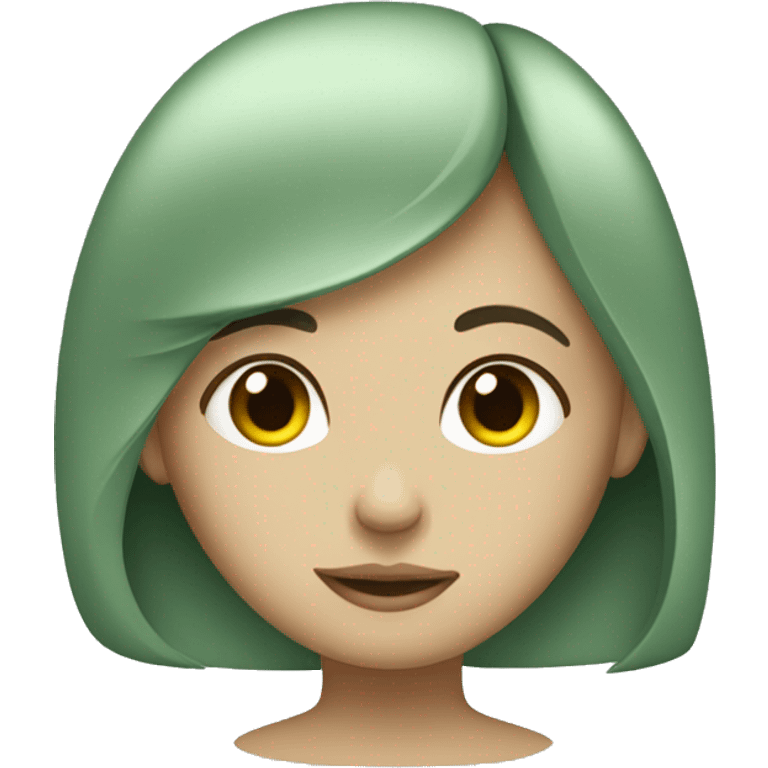 Sleepy looking cute girl in sage green emoji