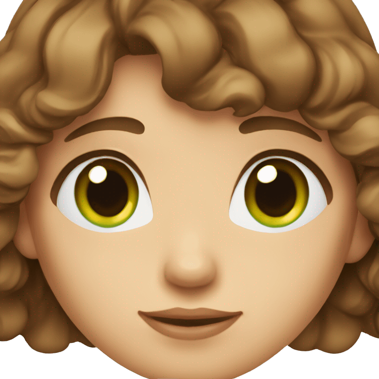 Cute woman with short wavy brown hair and green-blue eyes emoji